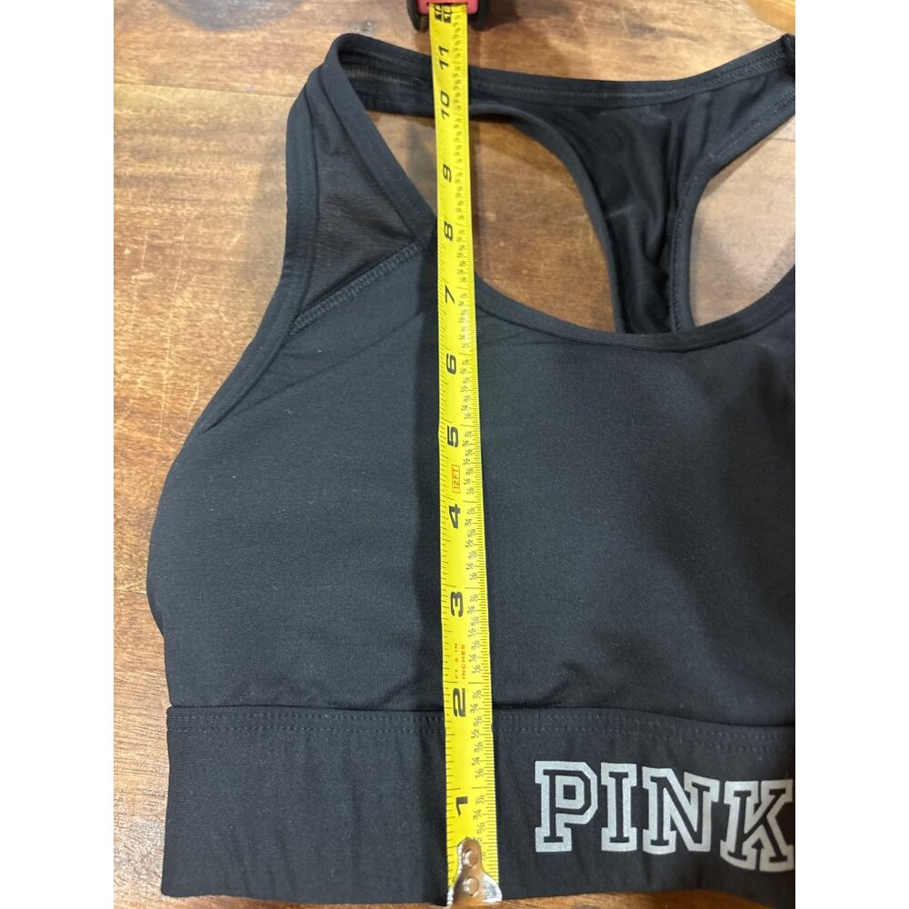 Pink Victorias Secret Ultimate Black Sports Bra XS Racerback With Mesh & Padding - Picture 8 of 8